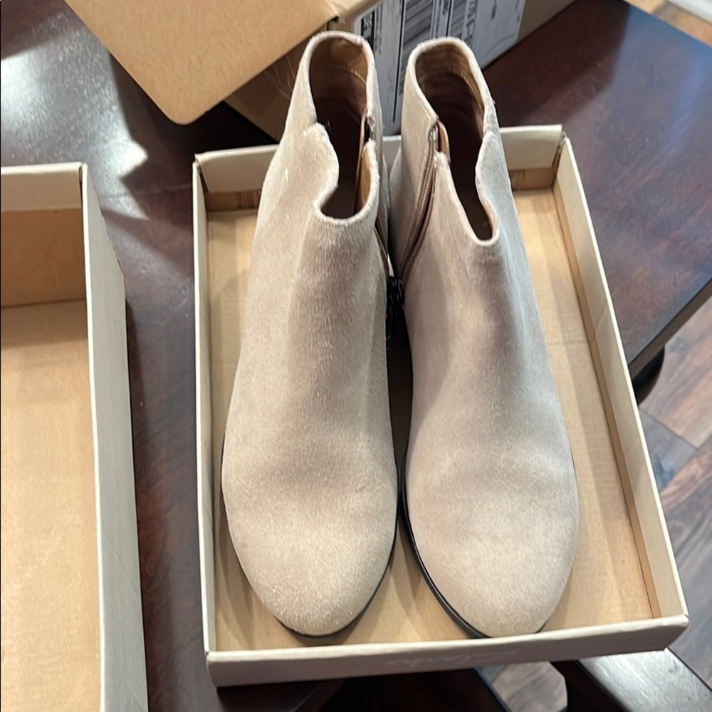 Clarks Sand Suede Ankle Boots